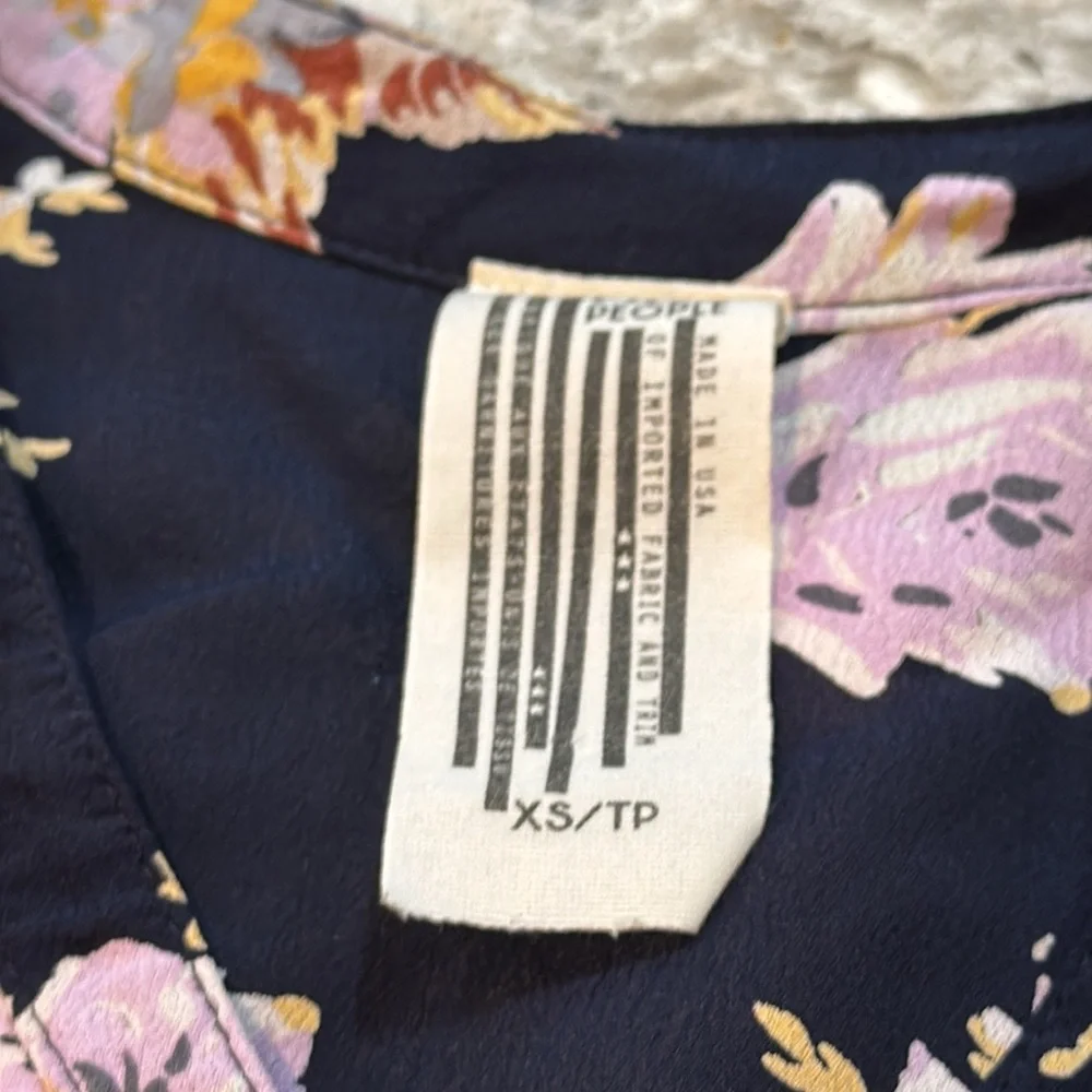 Free People Julia Floral Oversized High Low Blouse Navy Size XS NWOT